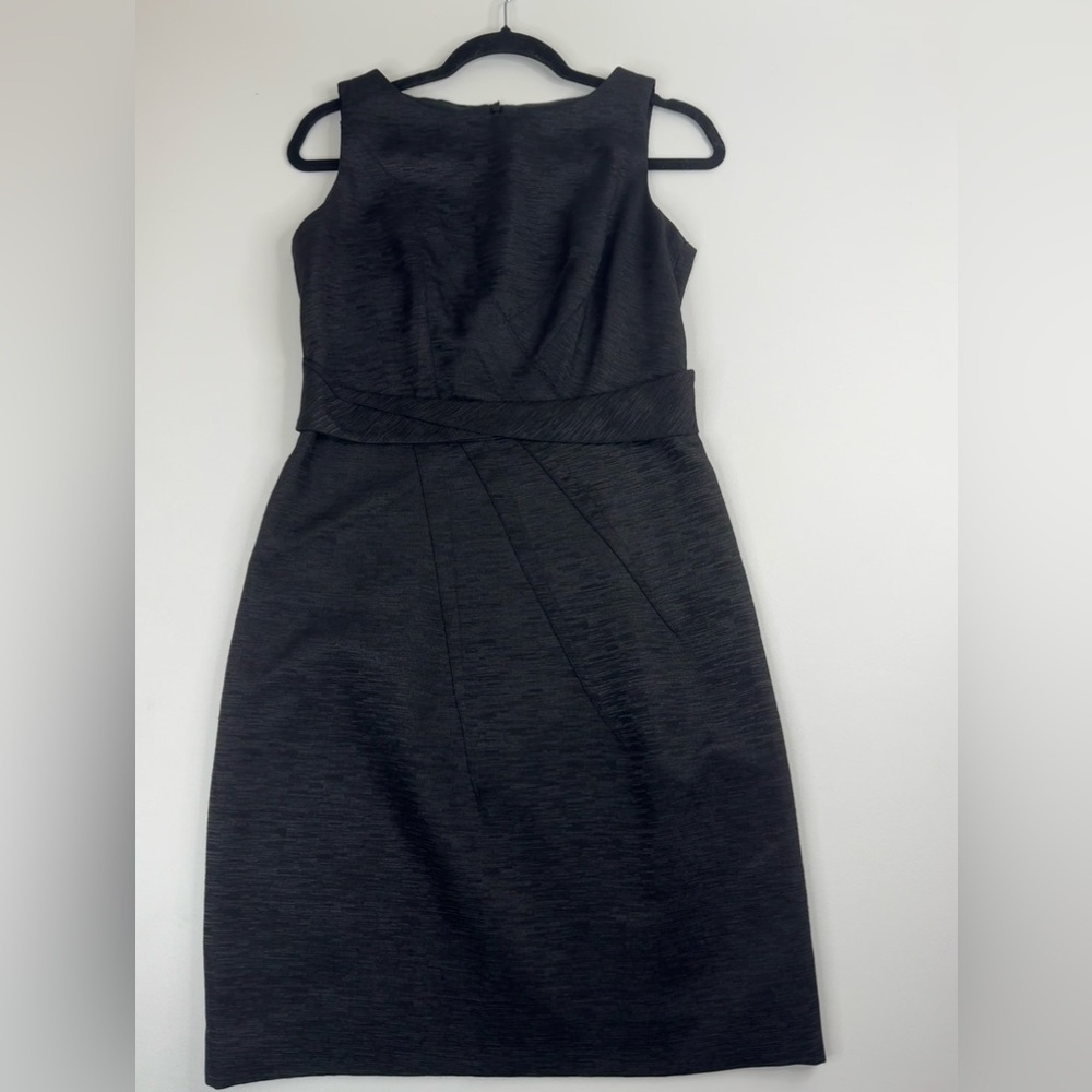 David Meister Black Belted Sleeveless Sheath Dress Size 8